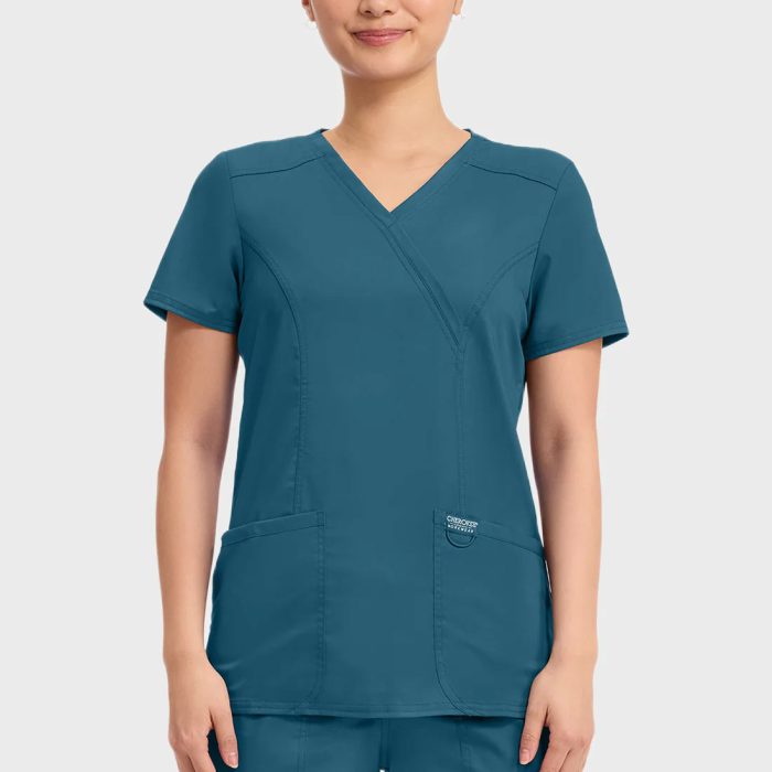 Cherokee Scrubs Top for Women Mock Wrap 3