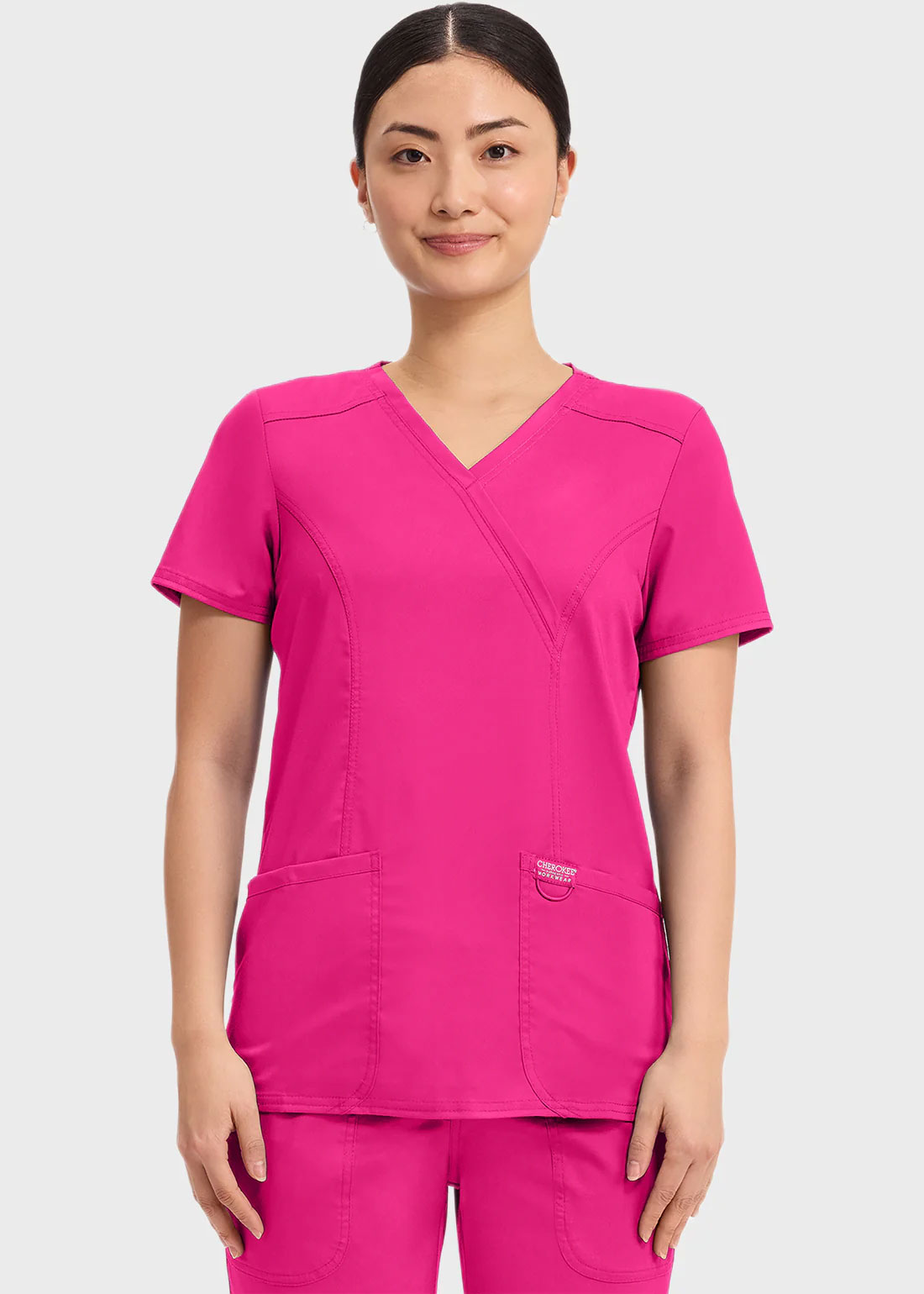 Cherokee Scrubs Top for Women Mock Wrap 5