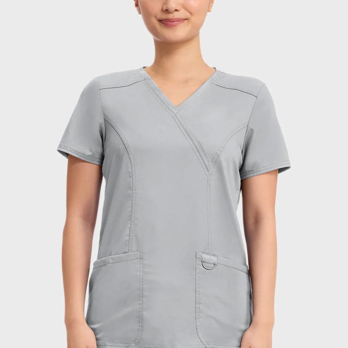 Cherokee Scrubs Top for Women Mock Wrap 8