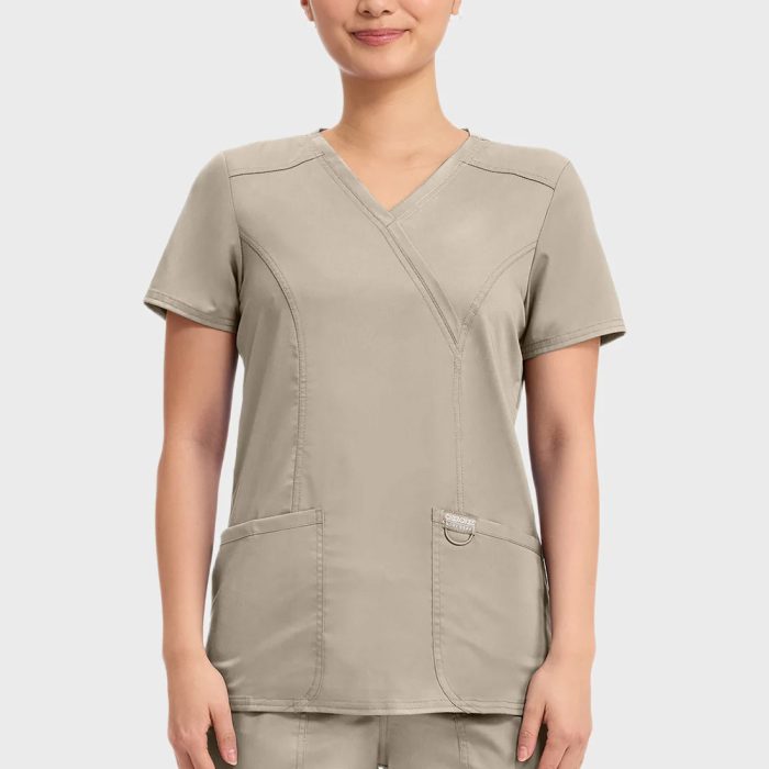 Cherokee Scrubs Top for Women Mock Wrap 10