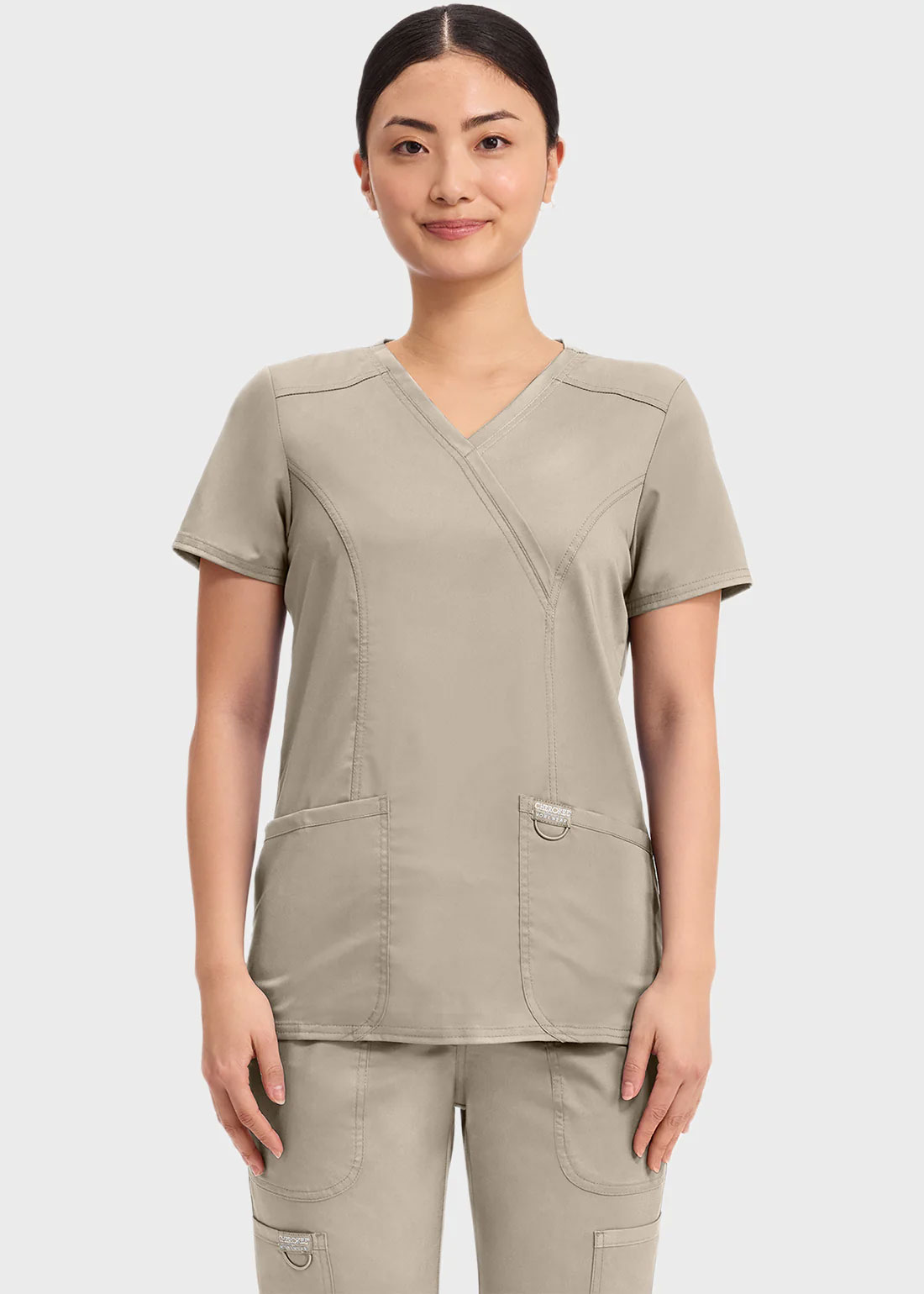 Cherokee Scrubs Top for Women Mock Wrap 10