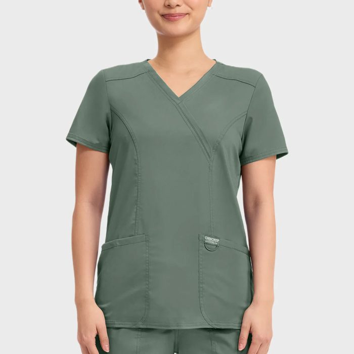 Cherokee Scrubs Top for Women Mock Wrap 12