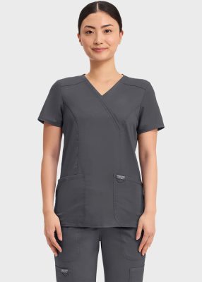 Cherokee Scrubs Top for Women Mock Wrap 13