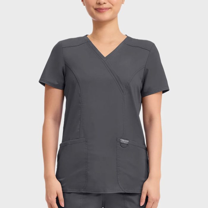 Cherokee Scrubs Top for Women Mock Wrap 13