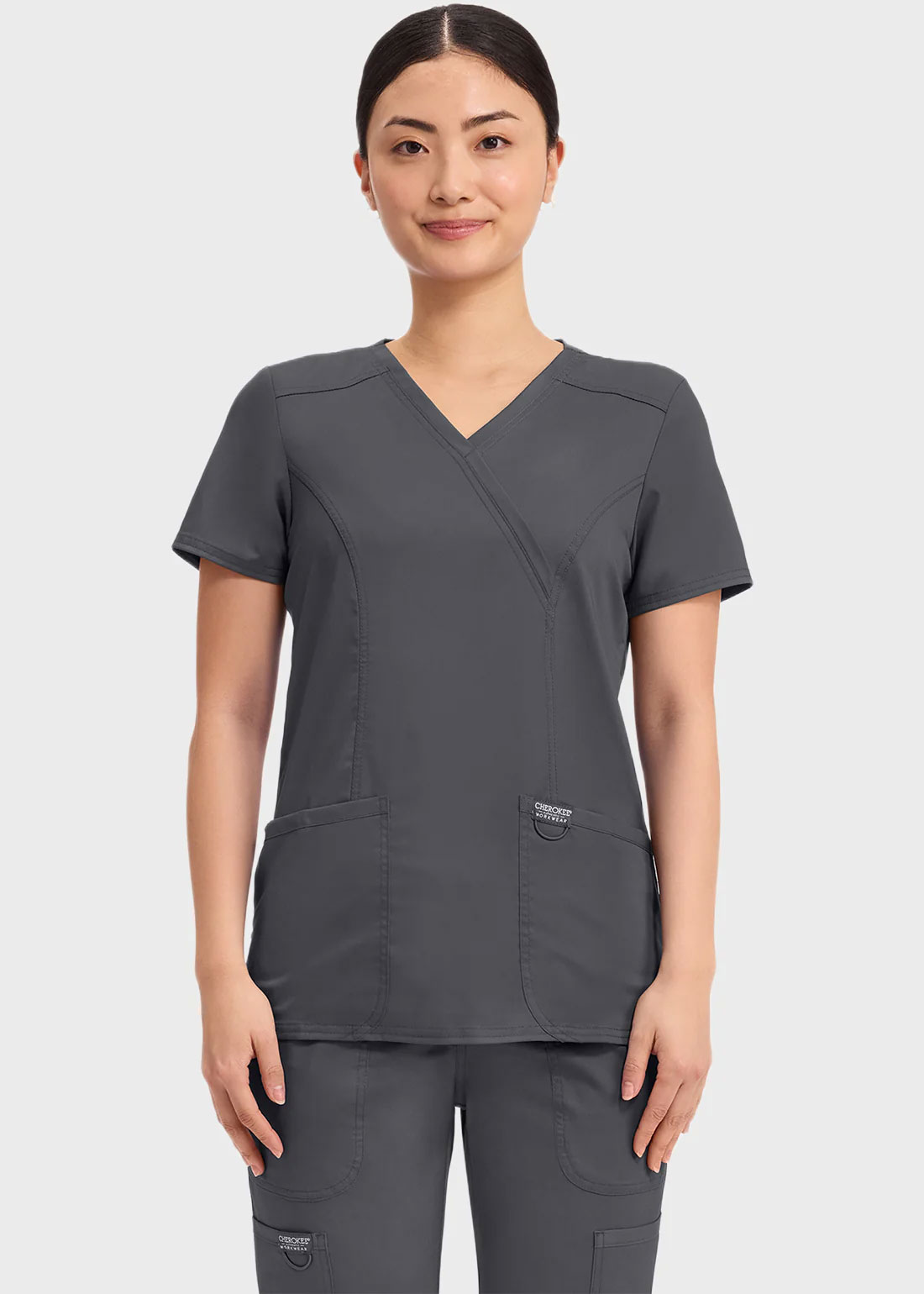 Cherokee Scrubs Top for Women Mock Wrap 13