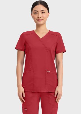 Cherokee Scrubs Top for Women Mock Wrap 14