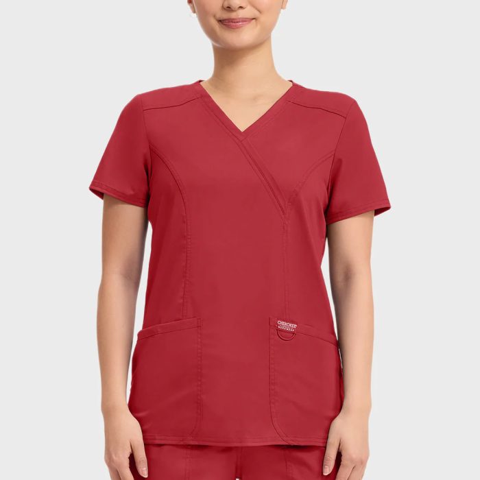 Cherokee Scrubs Top for Women Mock Wrap 14
