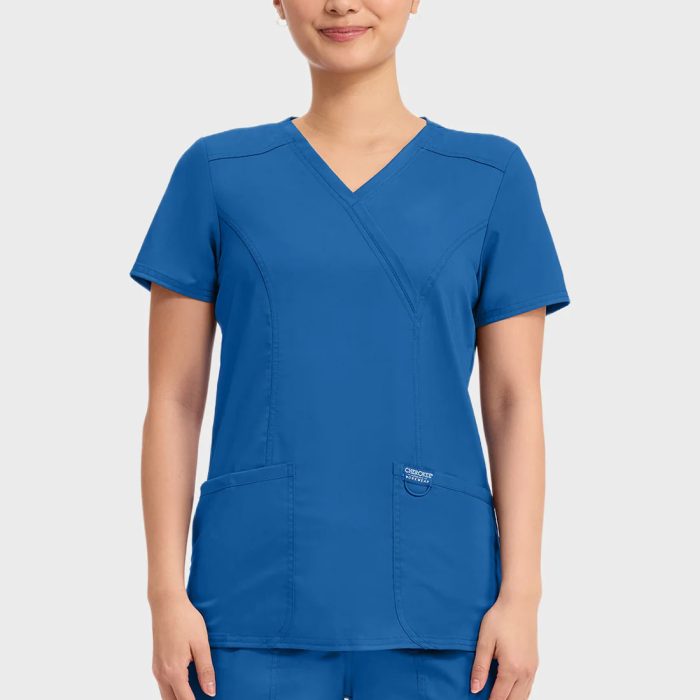 Cherokee Scrubs Top for Women Mock Wrap 15