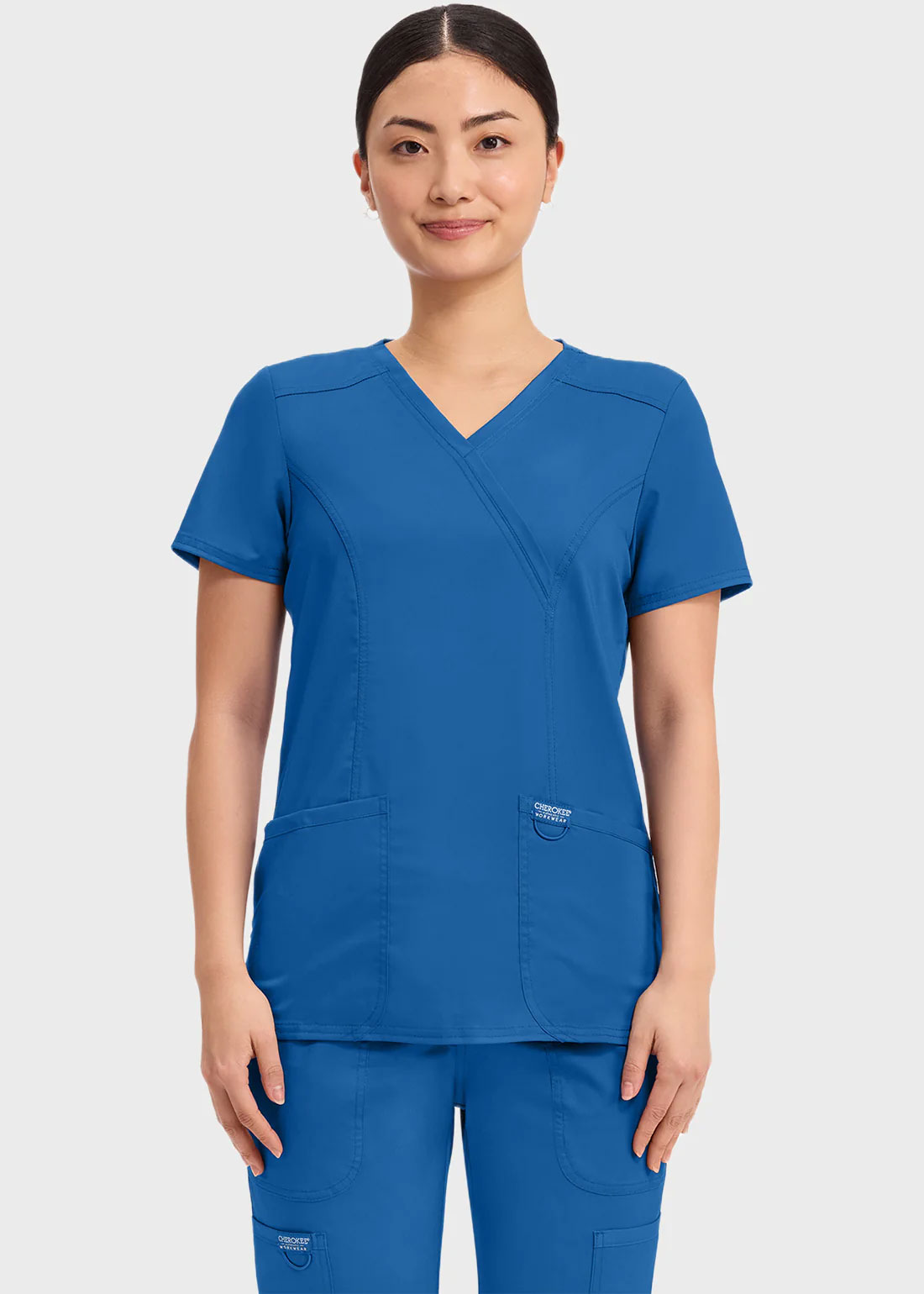 Cherokee Scrubs Top for Women Mock Wrap 15