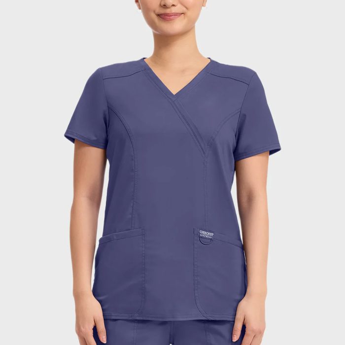 Cherokee Scrubs Top for Women Mock Wrap 7