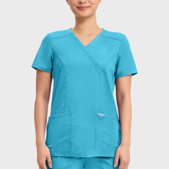 Cherokee Scrubs Top for Women Mock Wrap 17