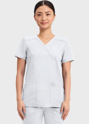 Cherokee Scrubs Top for Women Mock Wrap 18