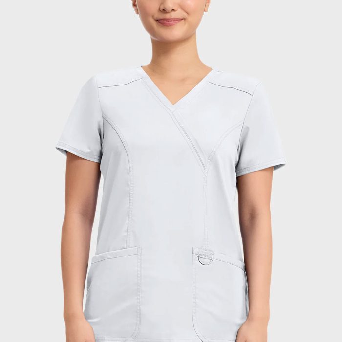 Cherokee Scrubs Top for Women Mock Wrap 18