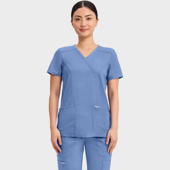 Cherokee Scrubs Top for Women Mock Wrap