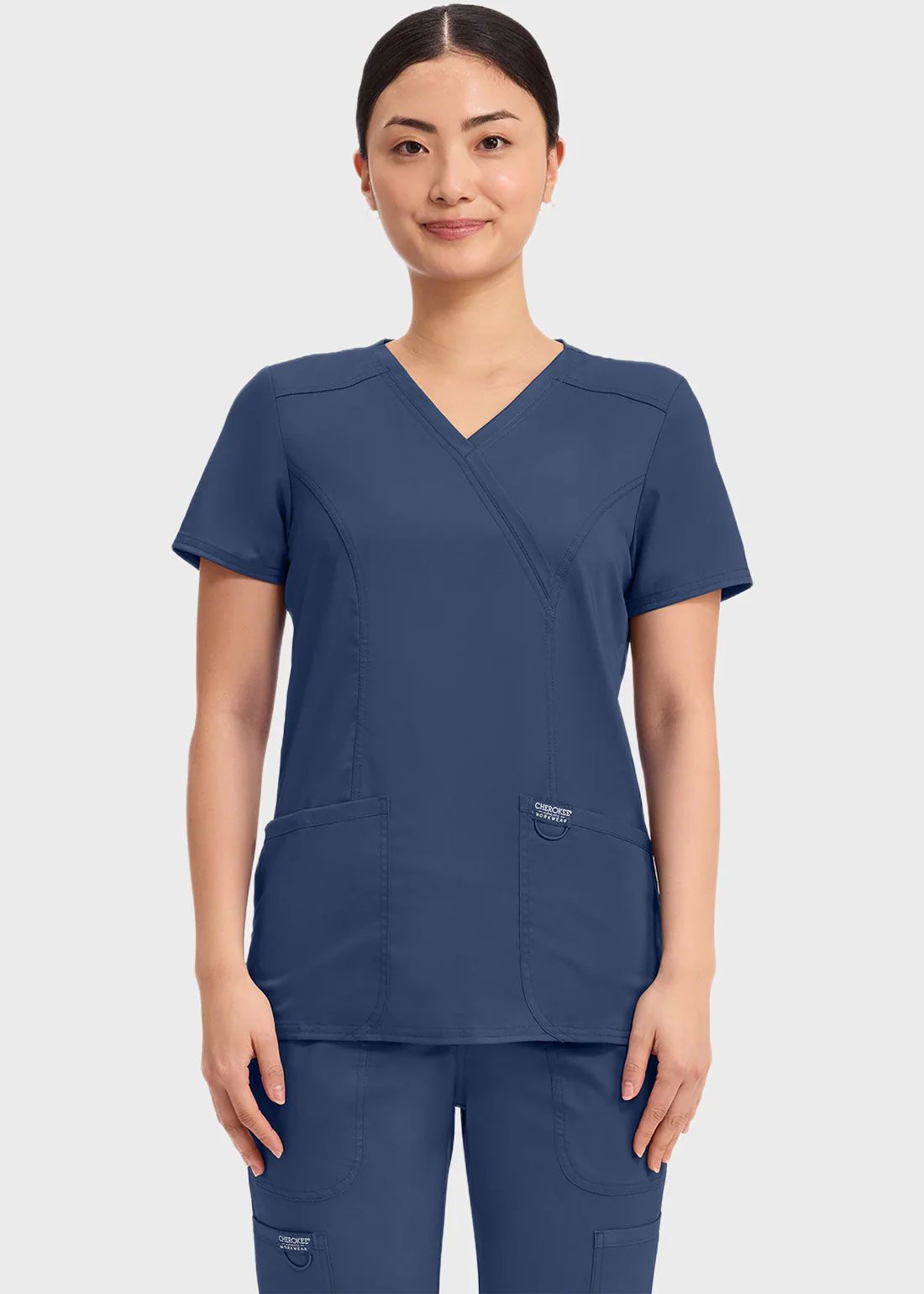 Cherokee Scrubs Top for Women Mock Wrap 11